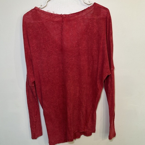 We the Free Santa Cruz Henley Top Cotton Linen Red Size Small - Picture 4 of 7